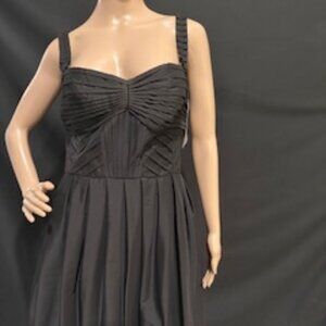 Maggy London Black Pleated Fit-and-Flare Dress – Size 14